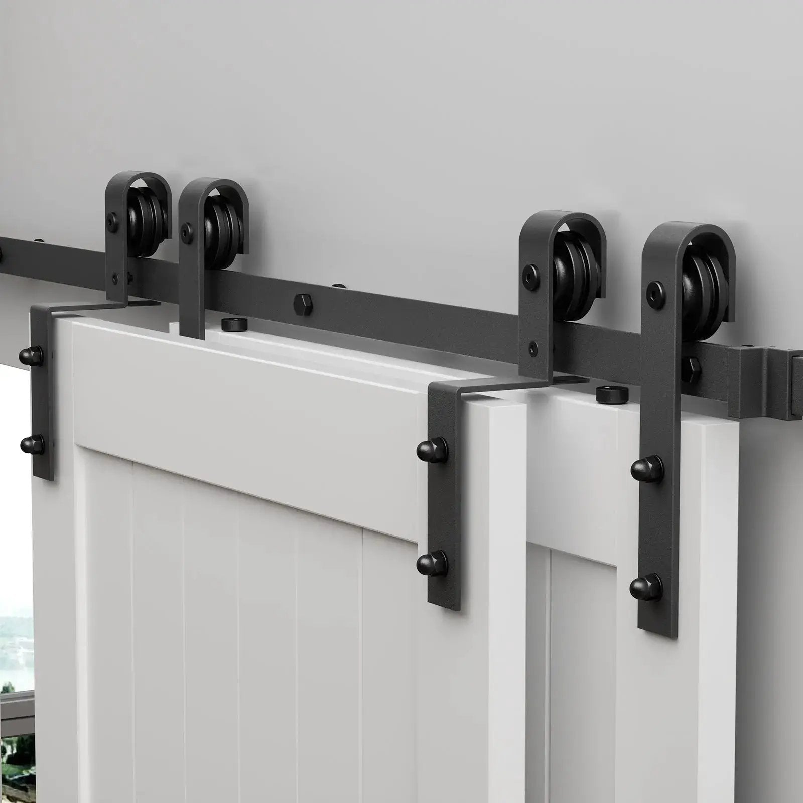 Bypass Sliding Barn Door Hardware Kit Basic J Pulley (No Door) from PriceLows™