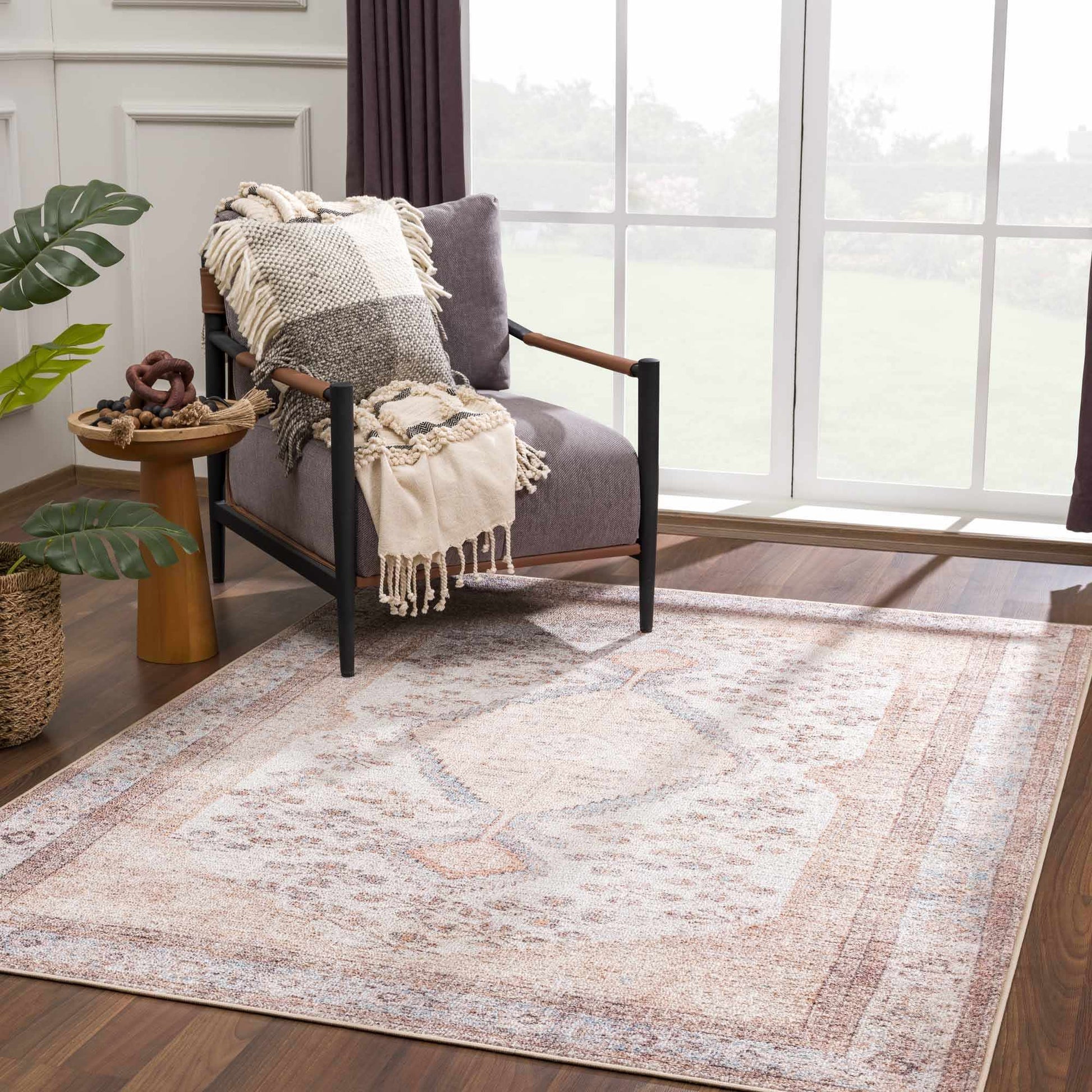 Analu Peach Washable Area Rug from PriceLows™