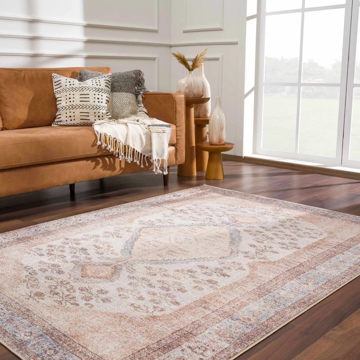 Analu Peach Washable Area Rug from PriceLows™