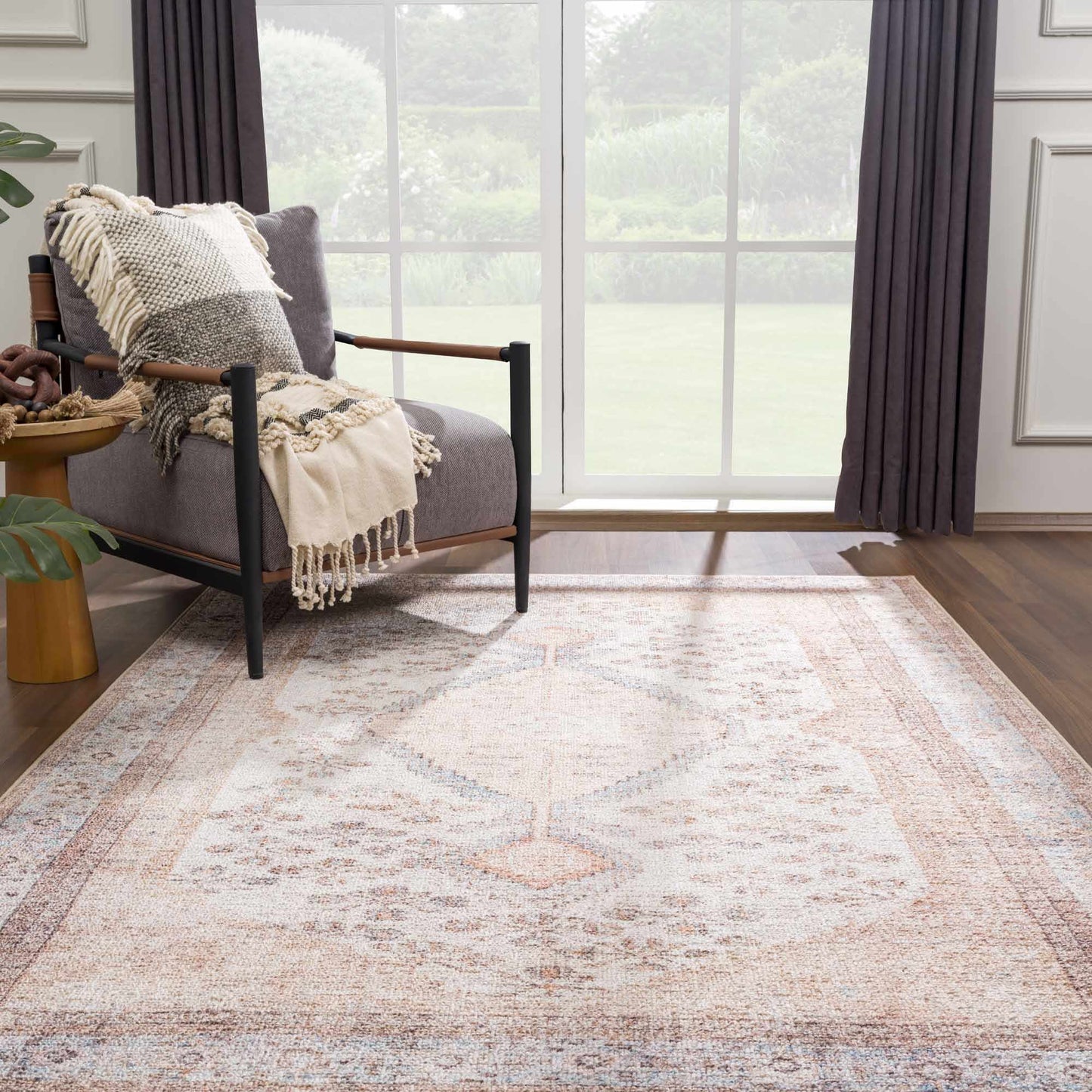 Analu Peach Washable Area Rug from PriceLows™