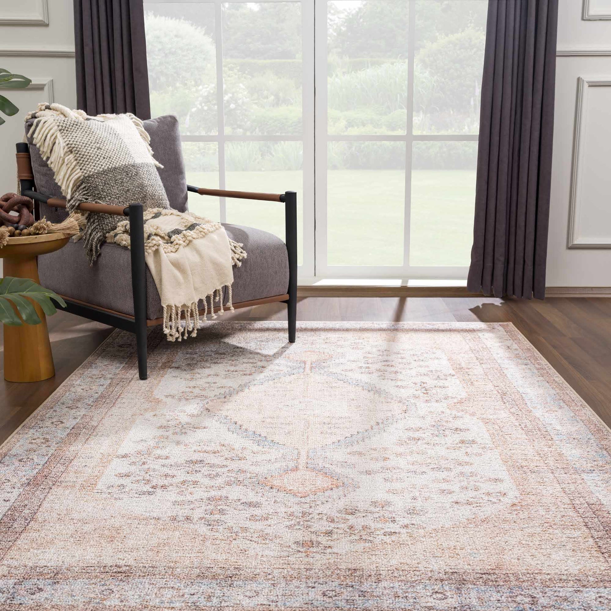 Analu Peach Washable Area Rug from PriceLows™