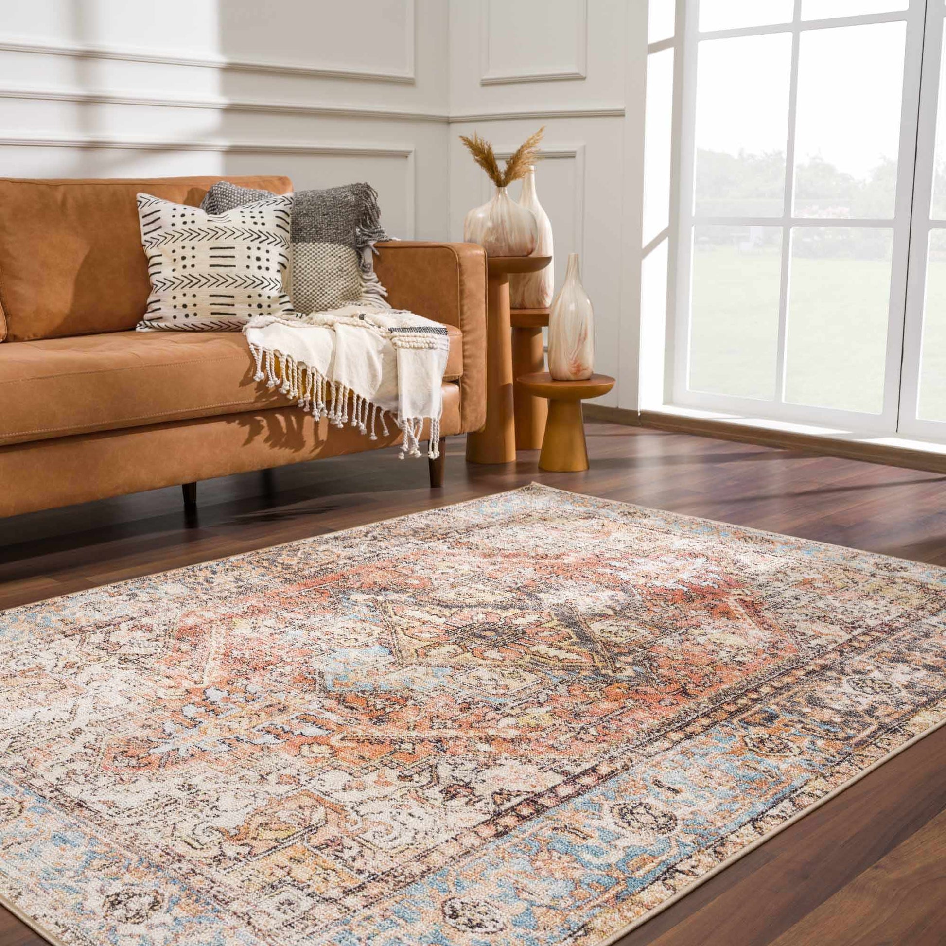 Beck Peach Washable Area Rug from PriceLows™