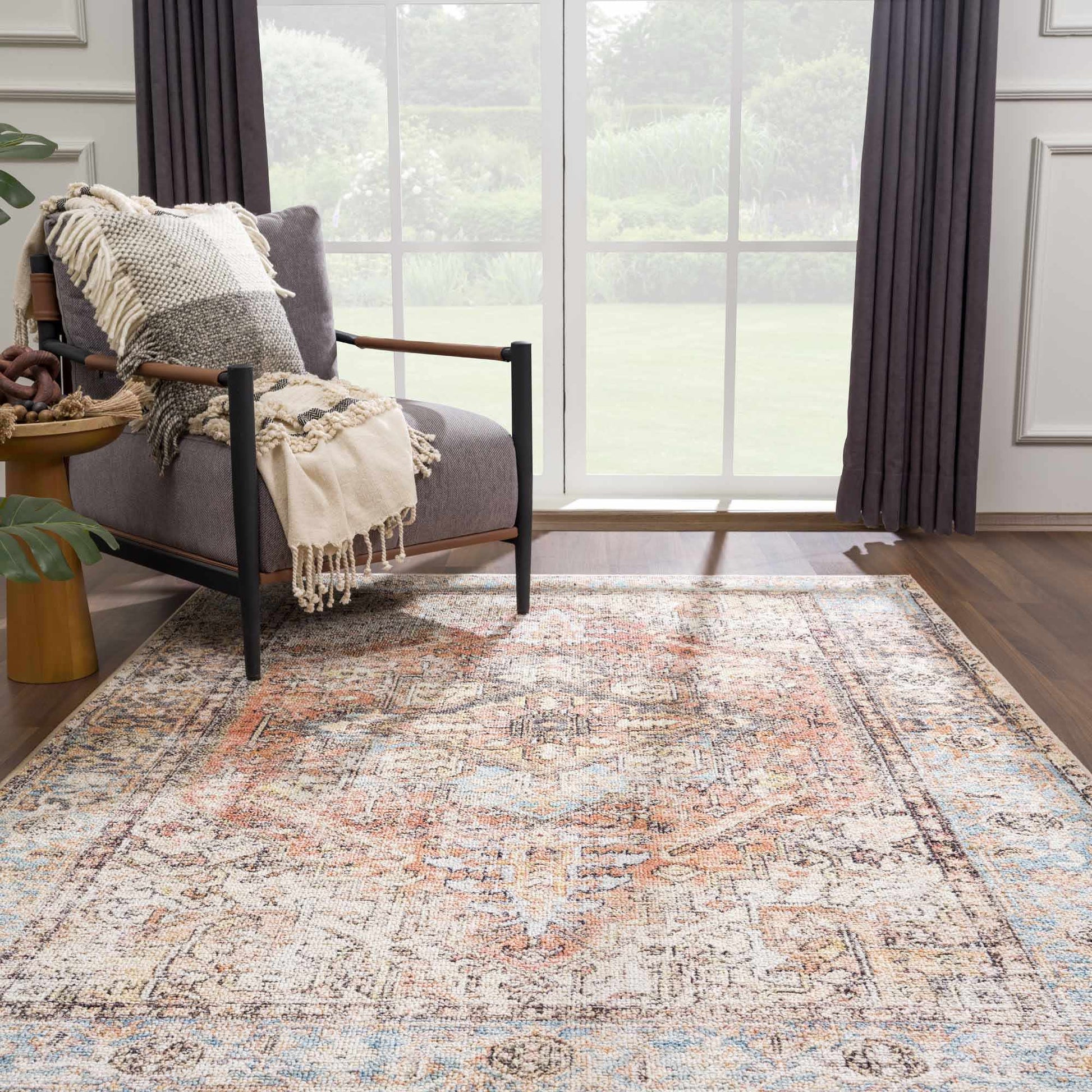 Beck Peach Washable Area Rug from PriceLows™