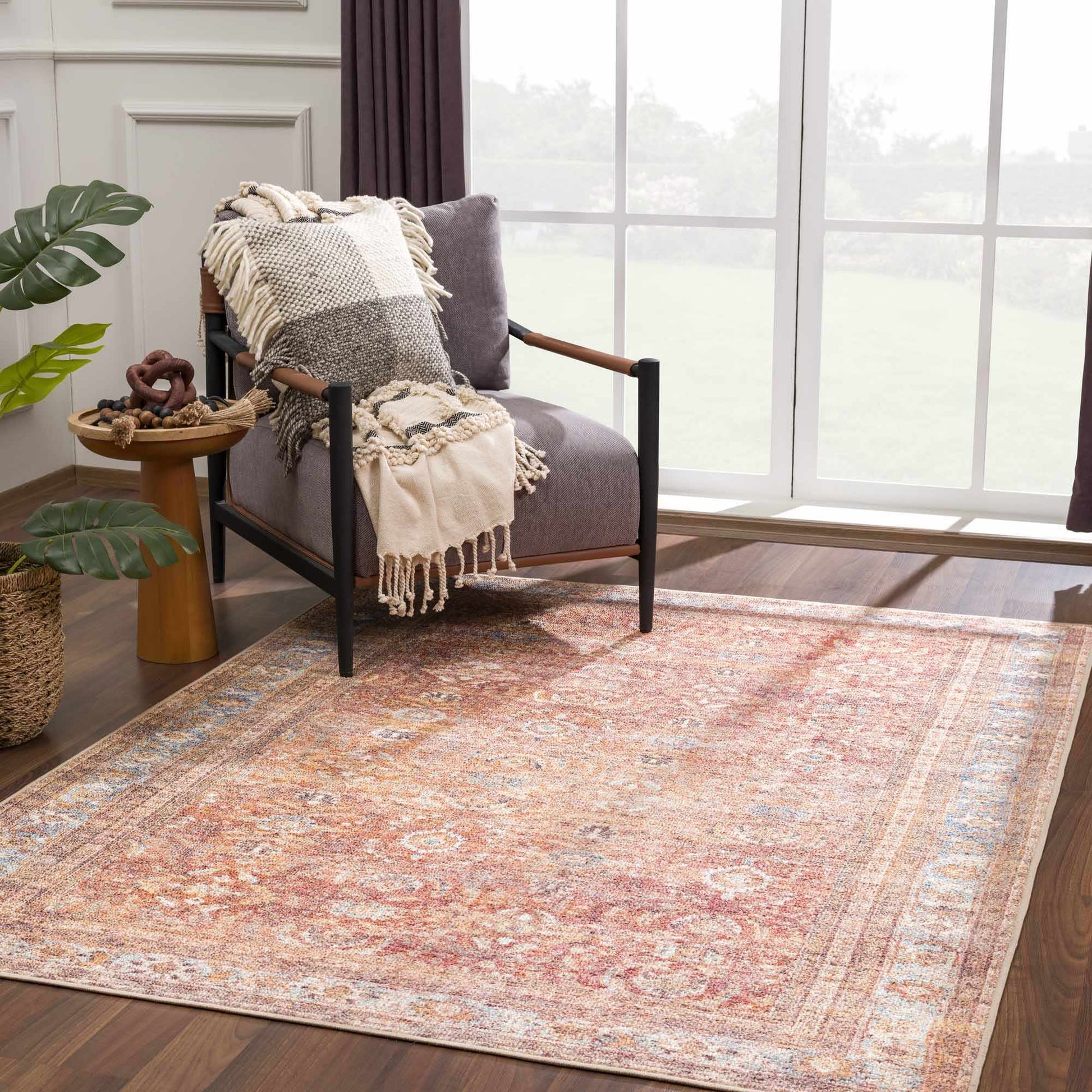 Anshu Peach Washable Area Rug from PriceLows™