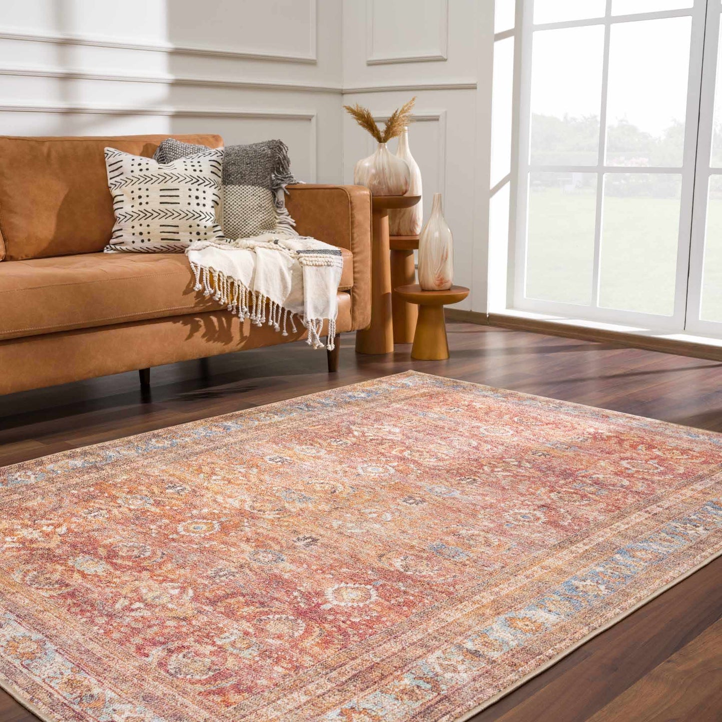 Anshu Peach Washable Area Rug from PriceLows™
