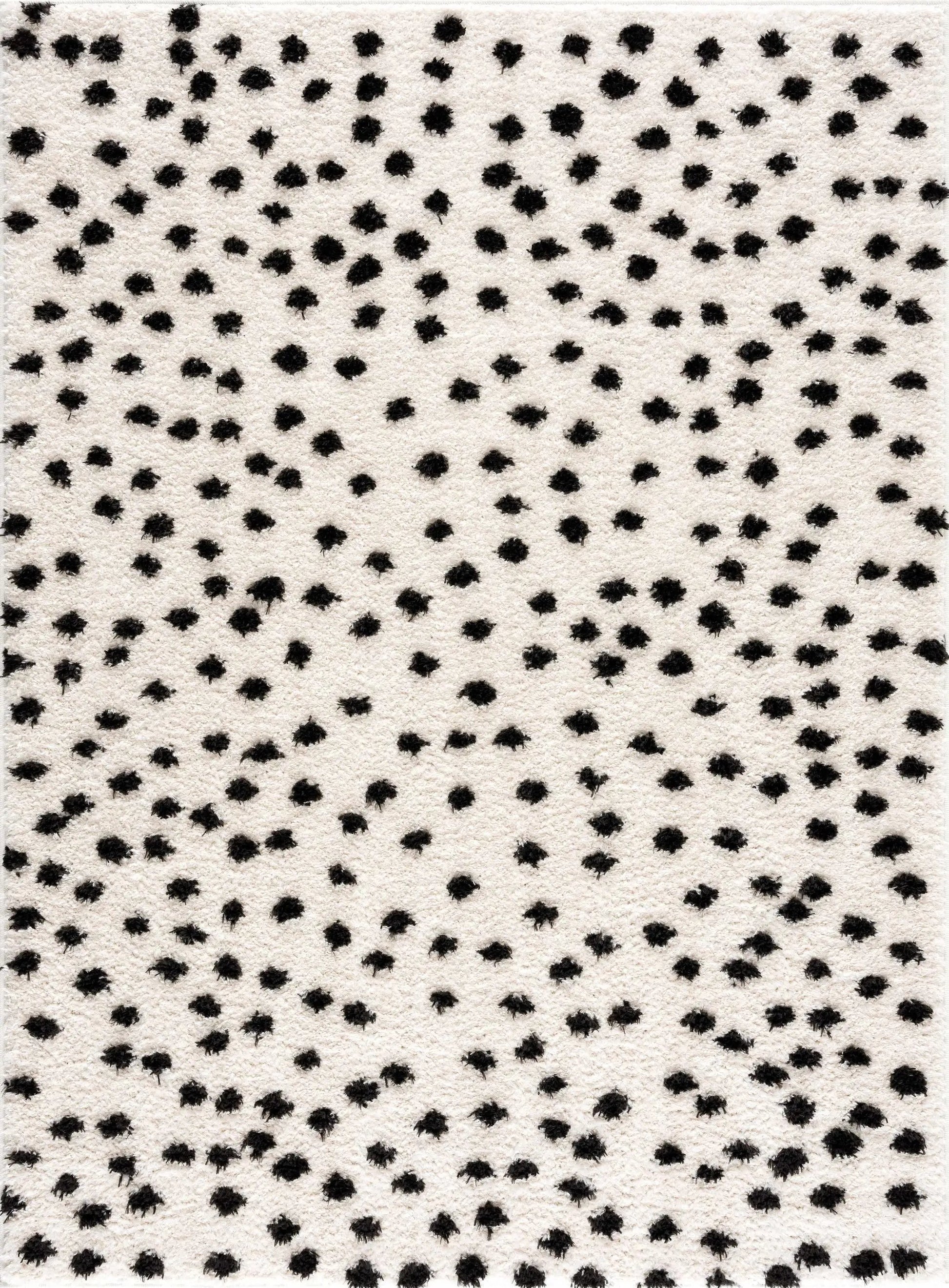 Cansu Black & White Dotted Area Rug from PriceLows™