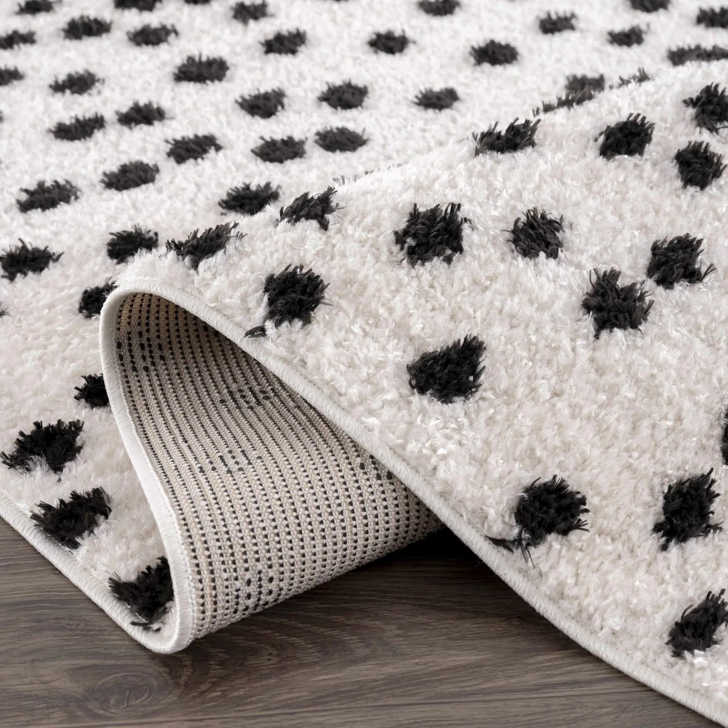 Cansu Black & White Dotted Area Rug from PriceLows™
