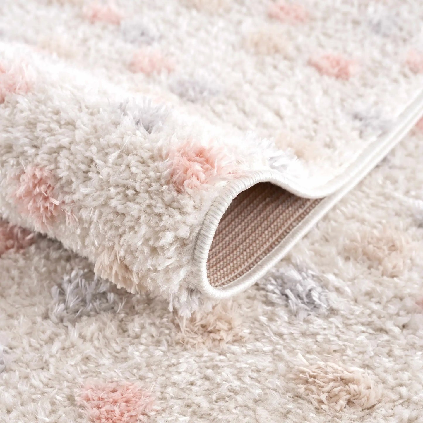 Cansu Pink & Cream Dotted Area Rug from PriceLows™