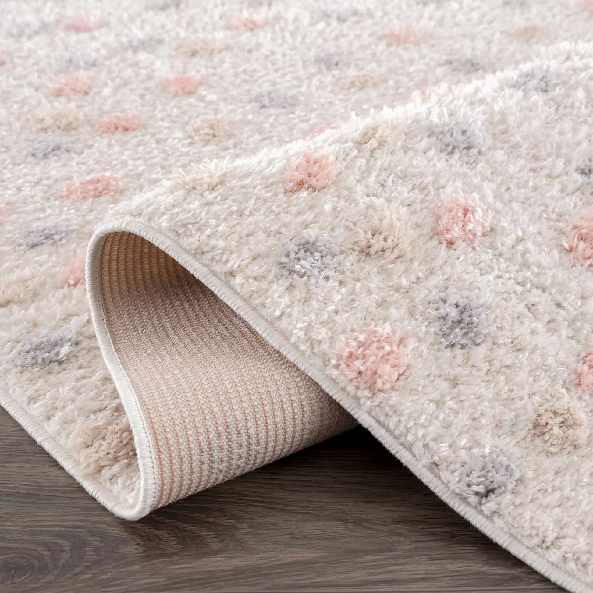 Cansu Pink & Cream Dotted Area Rug from PriceLows™