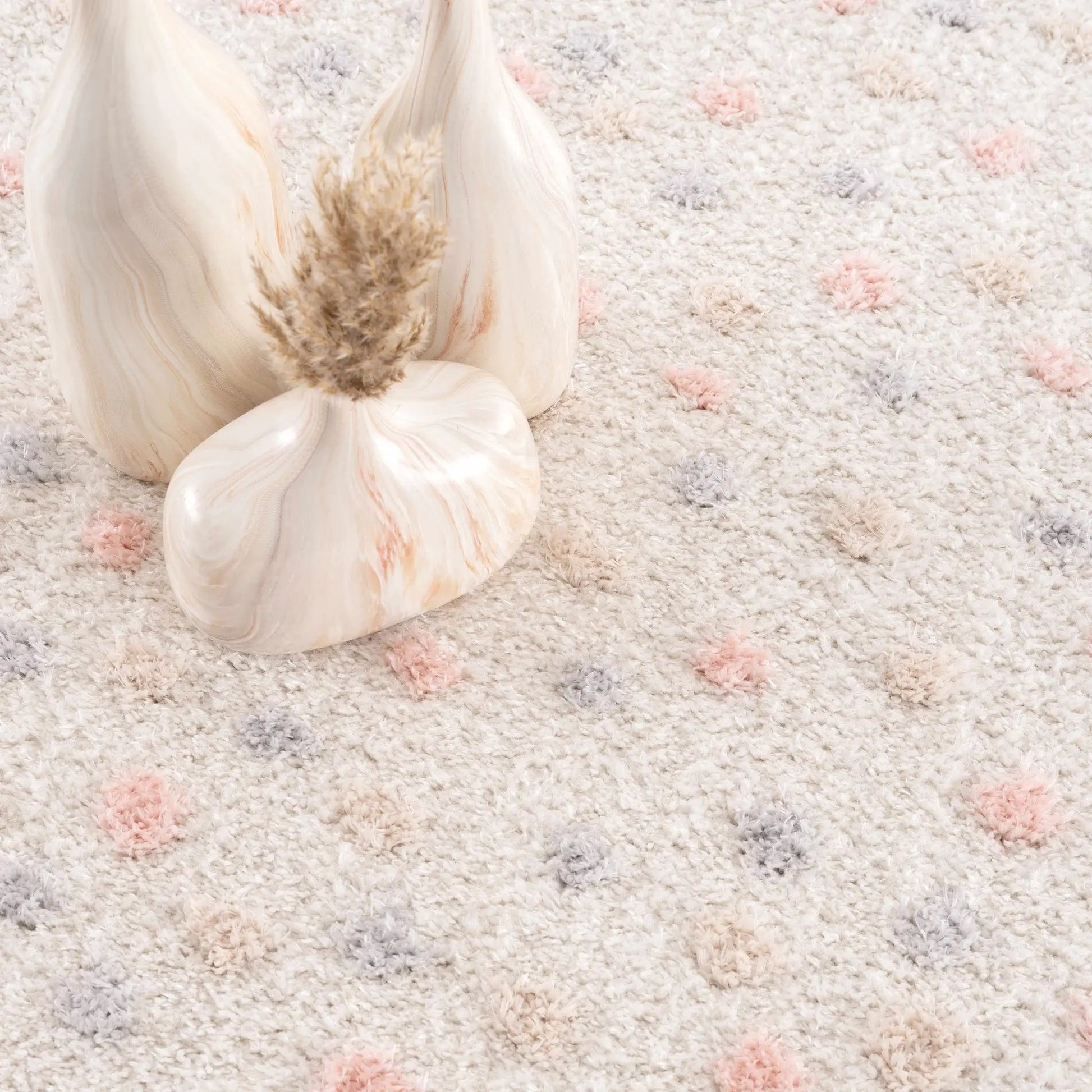 Cansu Pink & Cream Dotted Area Rug from PriceLows™