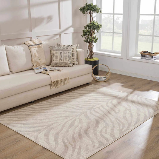 Beige Manteca Zebra Print Area Rug from PriceLows™