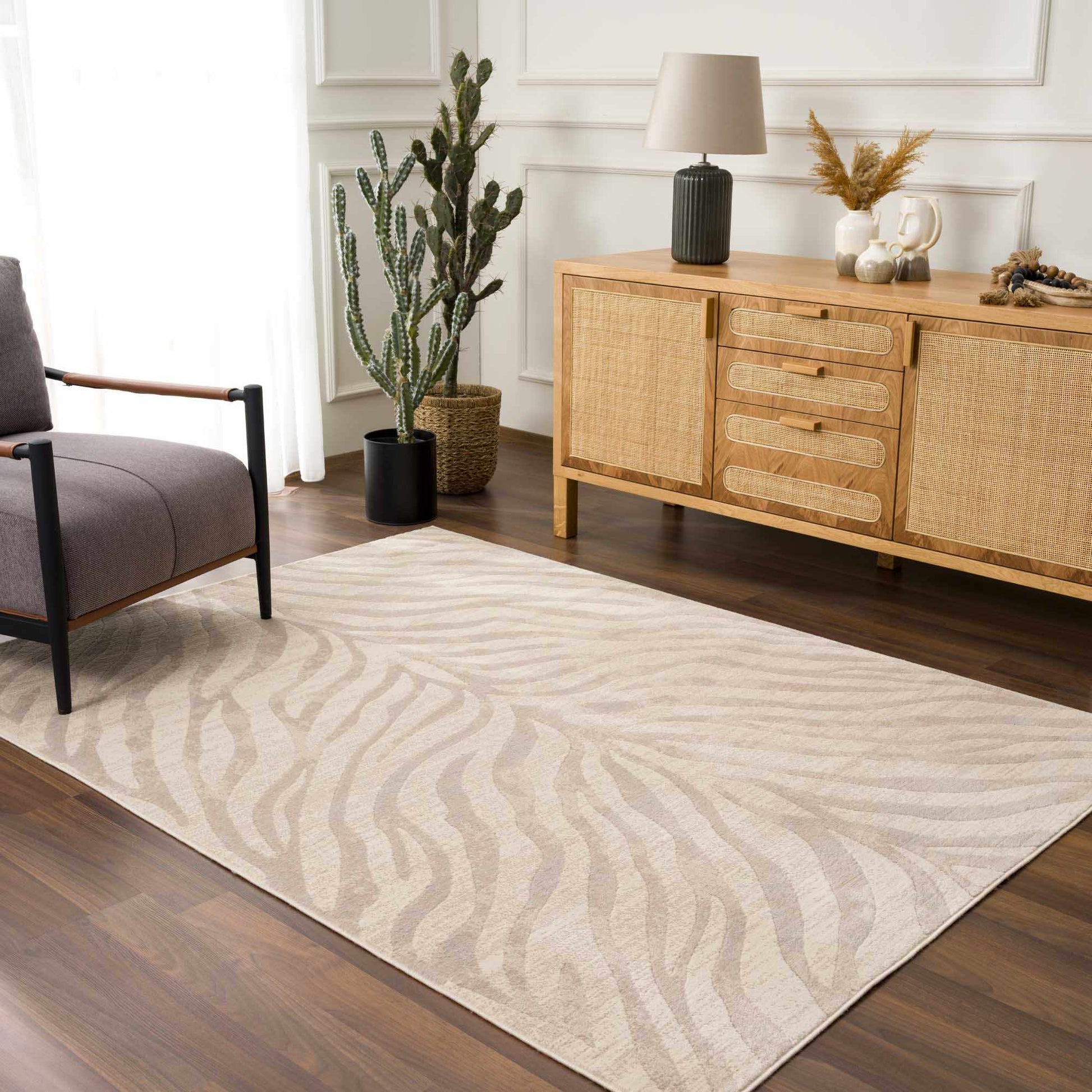 Beige Manteca Zebra Print Area Rug from PriceLows™