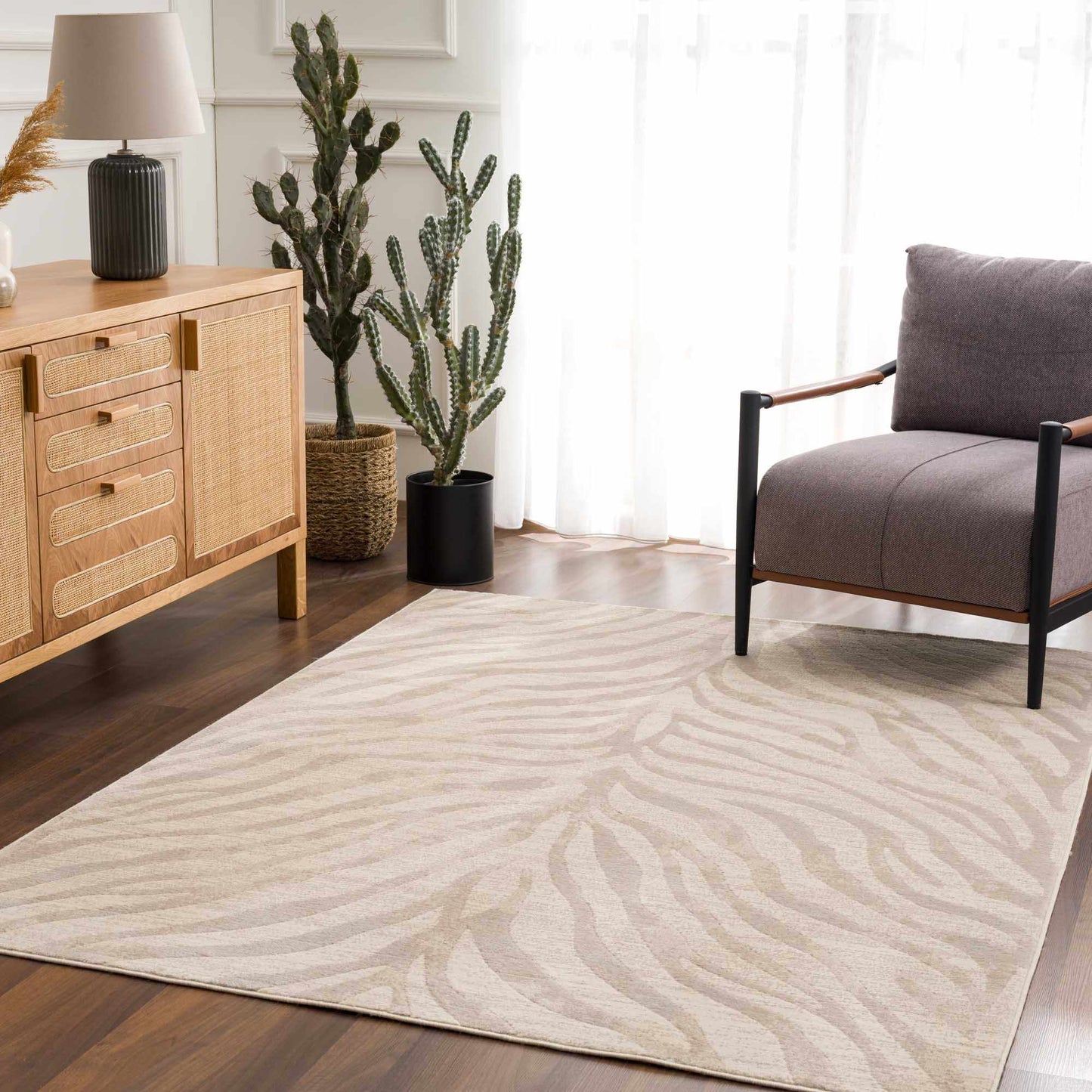 Beige Manteca Zebra Print Area Rug from PriceLows™