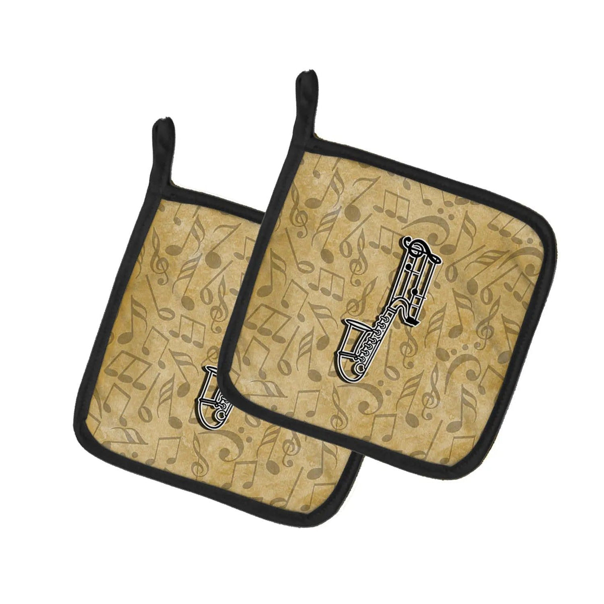 Pot Holder Set of 2 | Heat Resistant Quilted Hot Pads | 7.5 x 7.5 Inch | Letter J Musical Instrument Alphabet