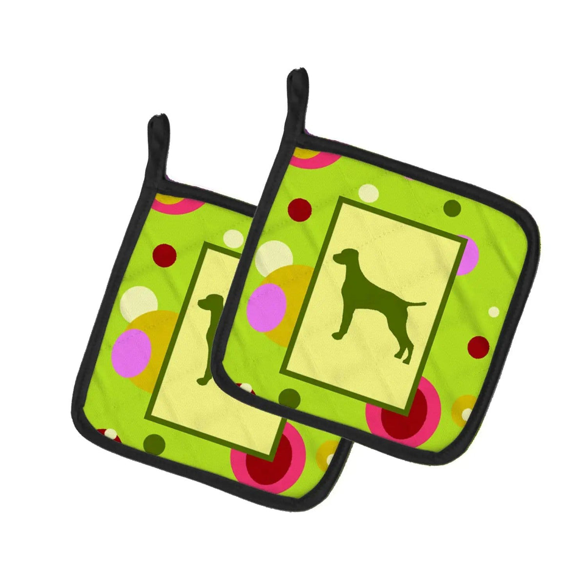 Pot Holder Set of 2 | Heat Resistant Quilted Hot Pads | 7.5 x 7.5 Inch | Vizsla