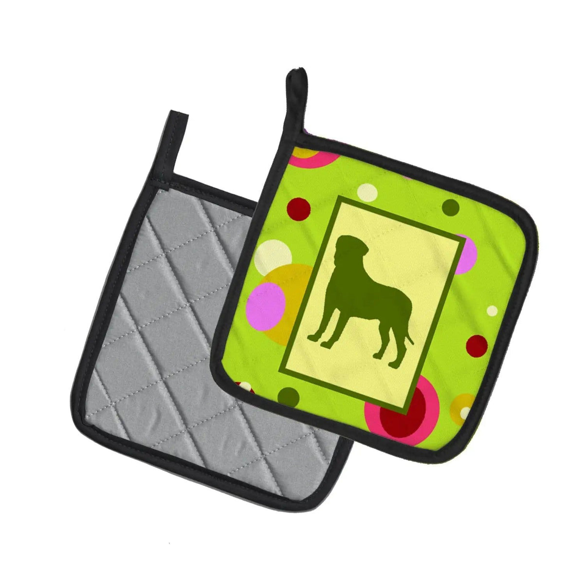 Pot Holder Set of 2 | Heat Resistant Quilted Hot Pads | 7.5 x 7.5 Inch | Bullmastiff (Style 2)