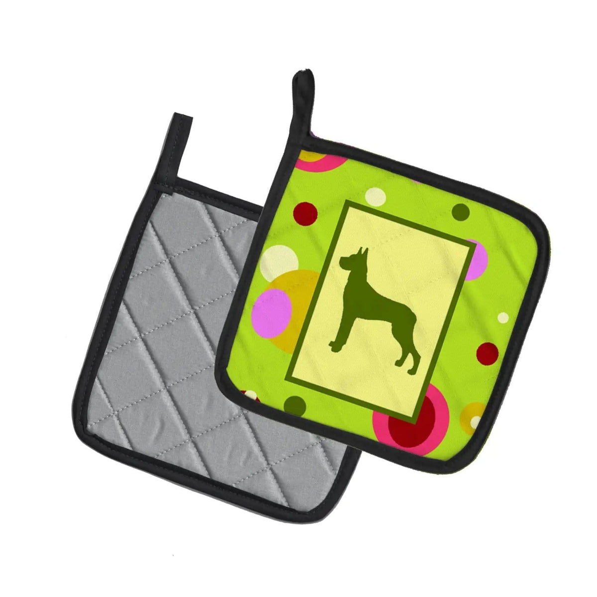 Pot Holder Set of 2 | Heat Resistant Quilted Hot Pads | 7.5 x 7.5 Inch | Great Dane (Style 3)