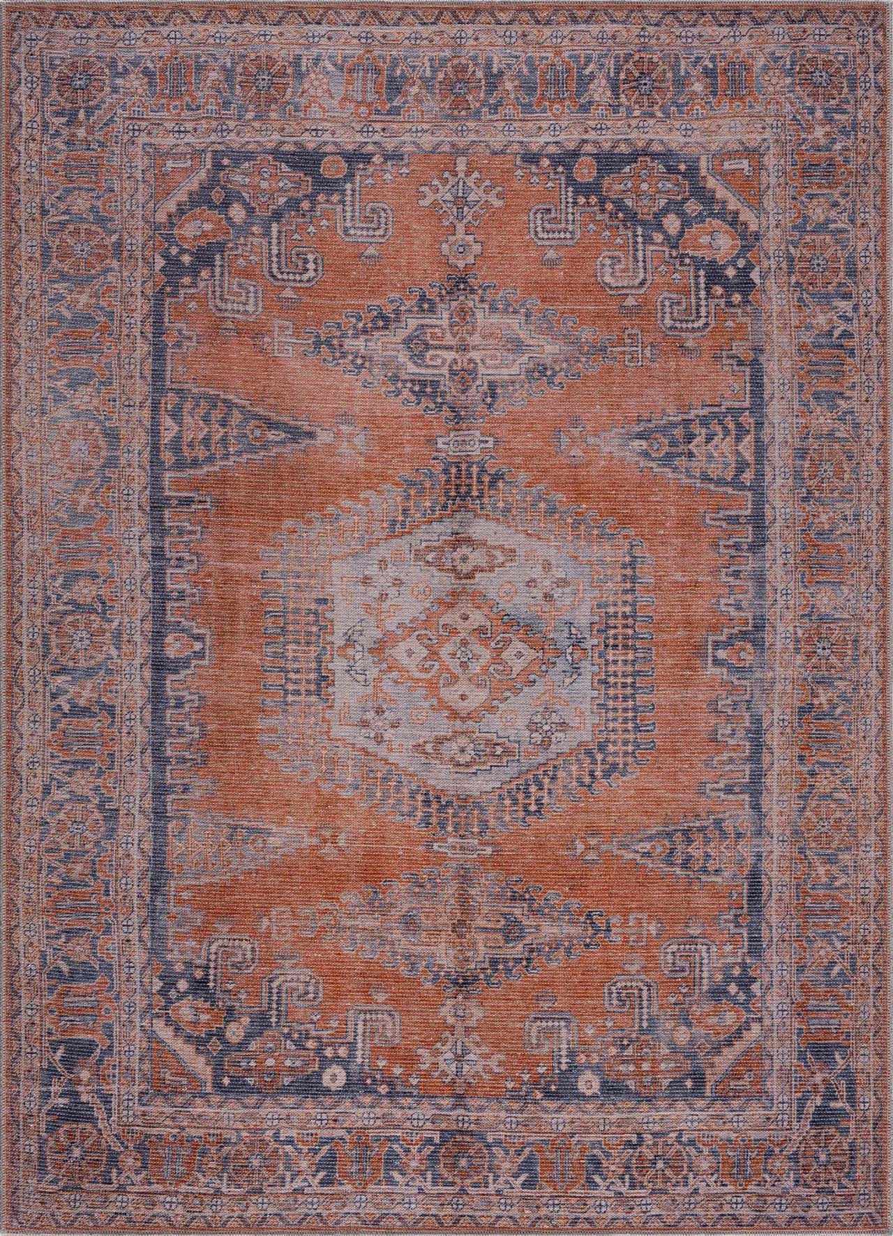 Burnt Orange Taber Medallion Washable Area Rug from PriceLows™