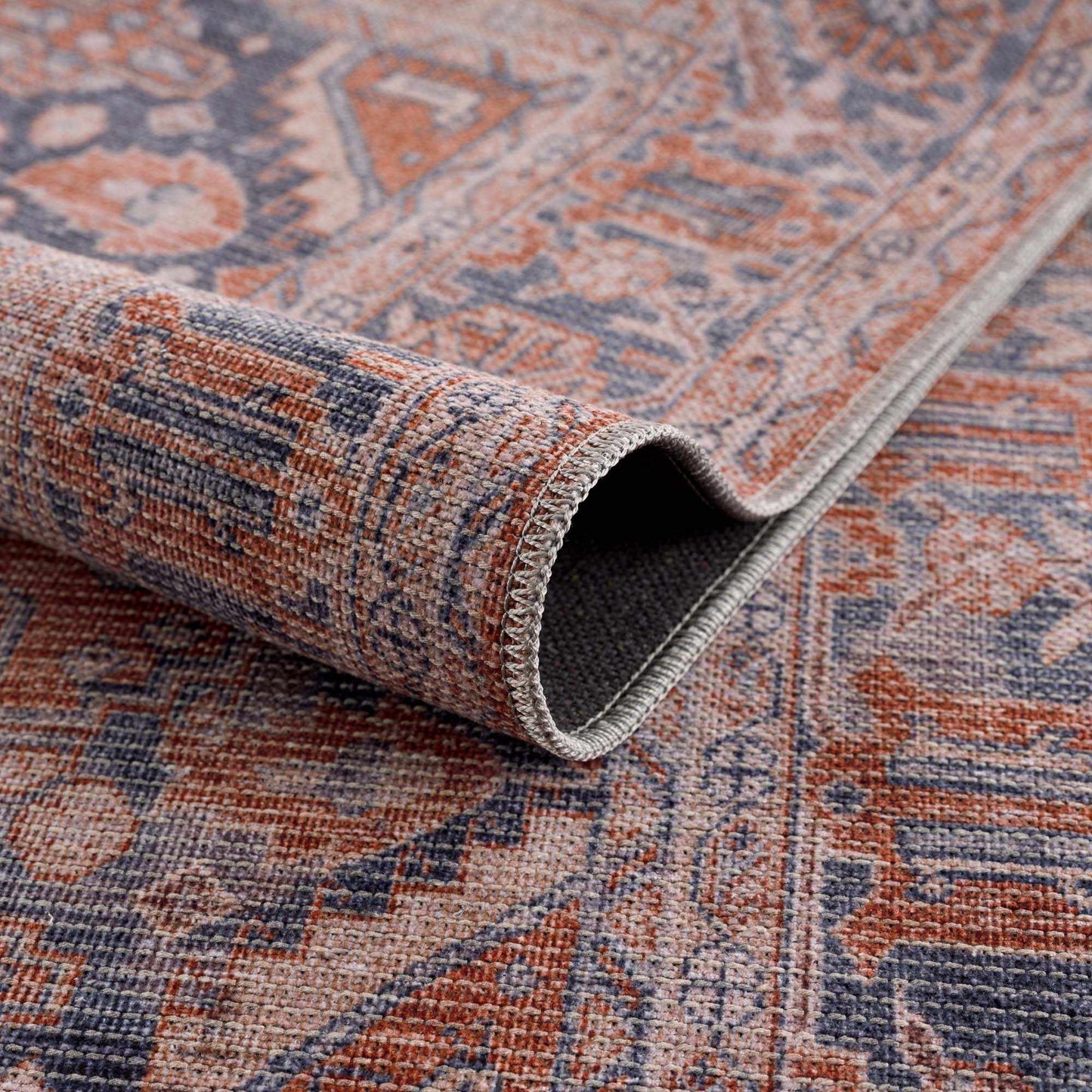 Burnt Orange Taber Medallion Washable Area Rug from PriceLows™
