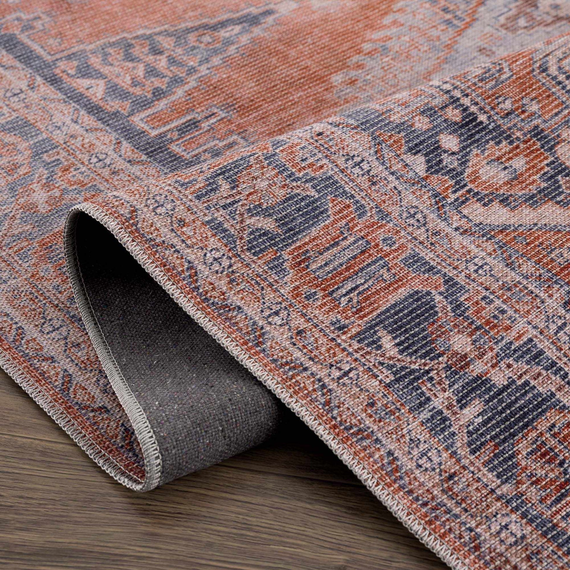 Burnt Orange Taber Medallion Washable Area Rug from PriceLows™