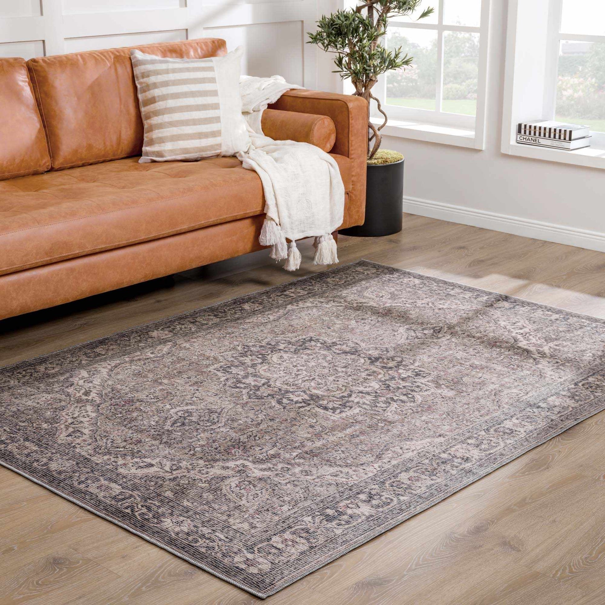 Dusty Sage Greenpoint Medallion Washable Area Rug from PriceLows™