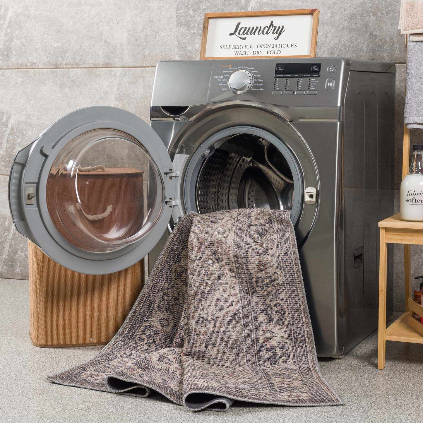 Dusty Sage Greenpoint Medallion Washable Area Rug from PriceLows™