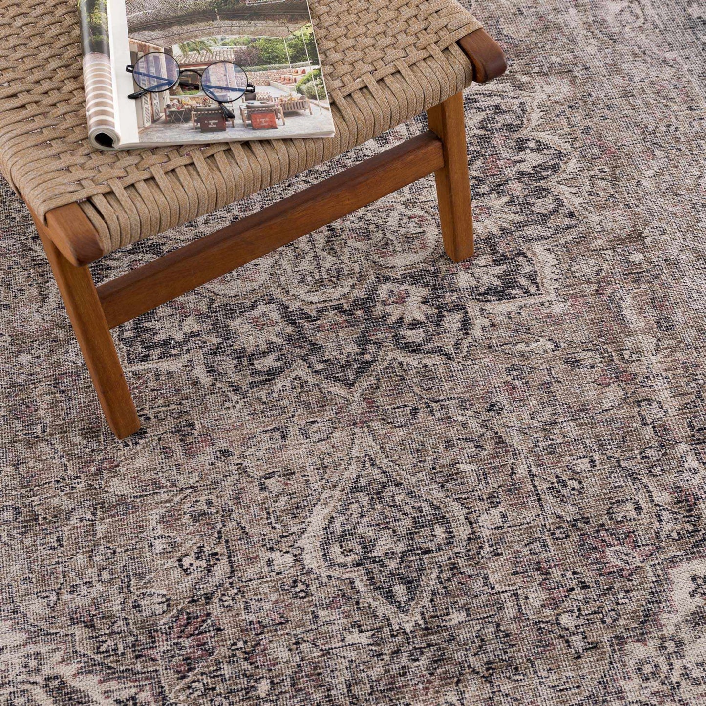 Dusty Sage Greenpoint Medallion Washable Area Rug from PriceLows™