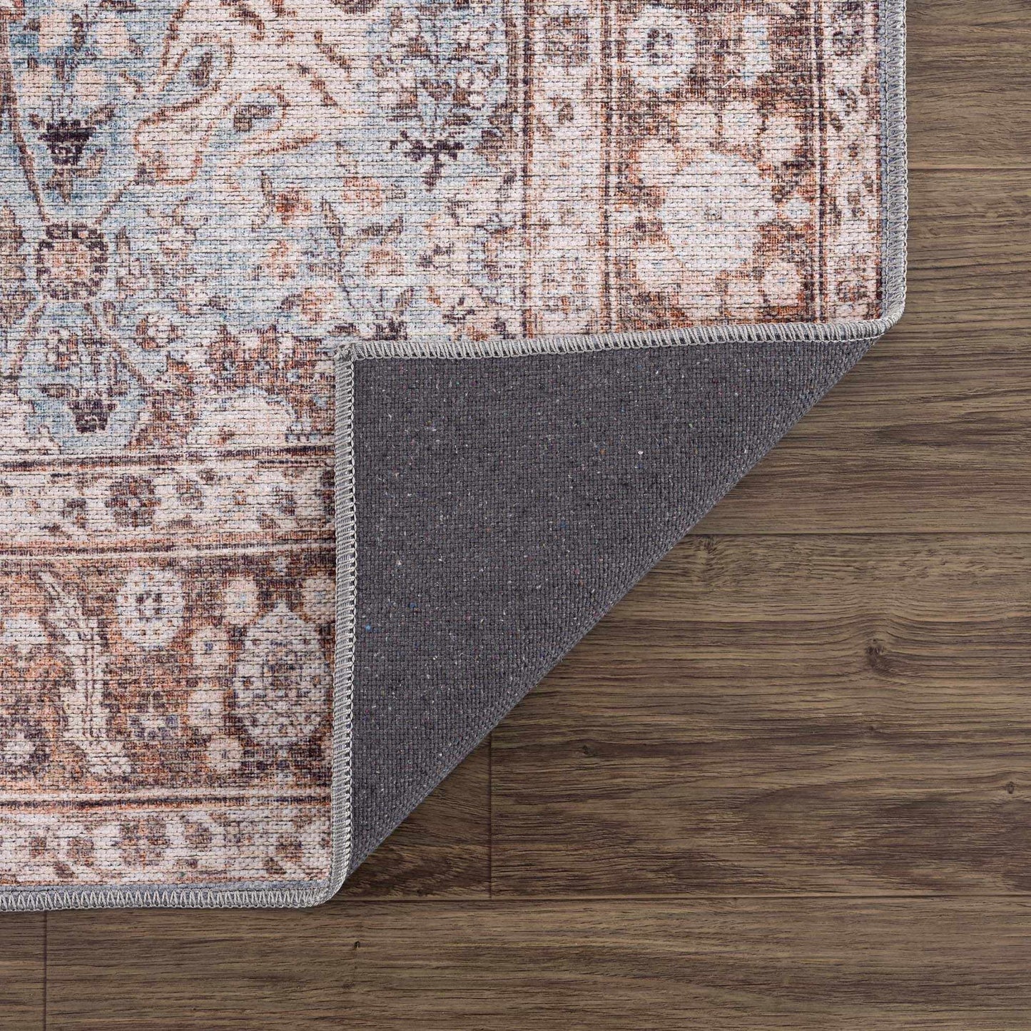 Brown Blue Dauis Vintage Washable Rug from PriceLows™