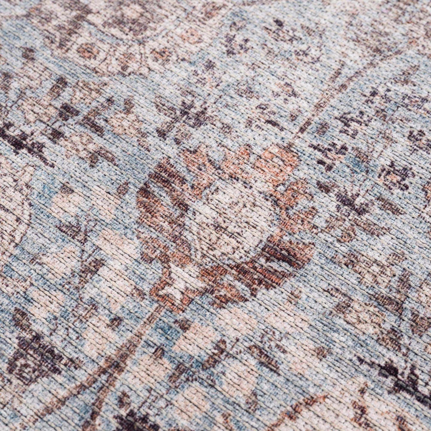 Brown Blue Dauis Vintage Washable Rug from PriceLows™