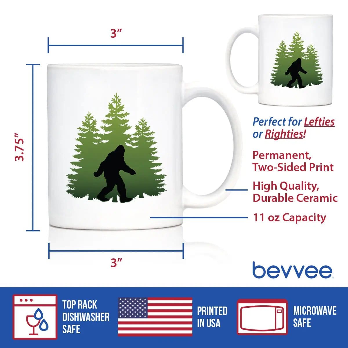 Ceramic Coffee Mug | Dishwasher & Microwave Safe | Double Printed | Bigfoot