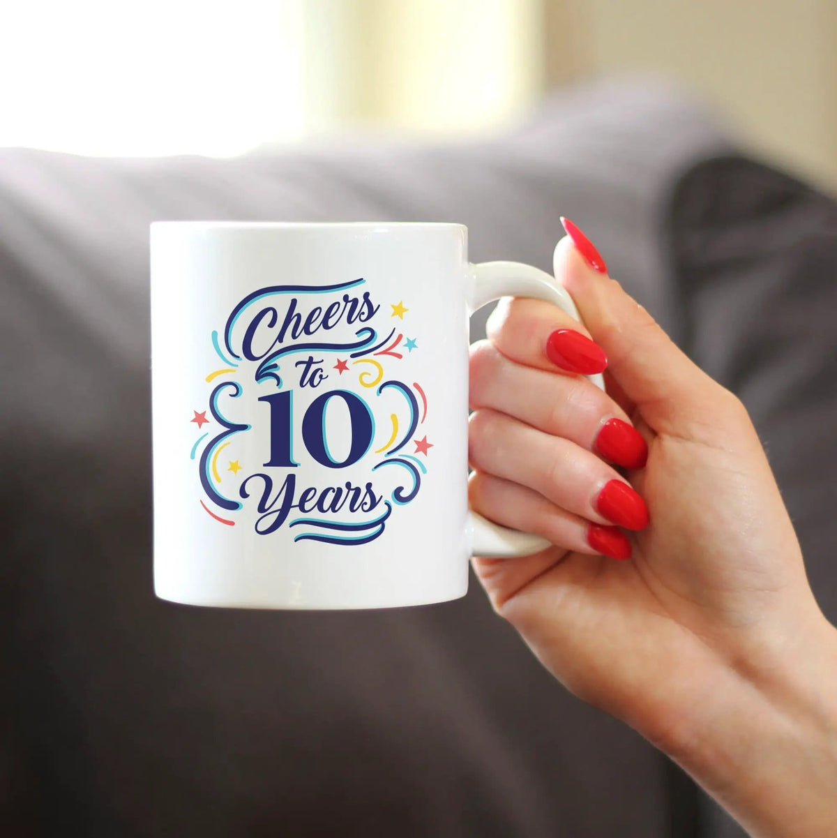 Ceramic Coffee Mug | Dishwasher & Microwave Safe | Double Printed | Cheers to 10 Years