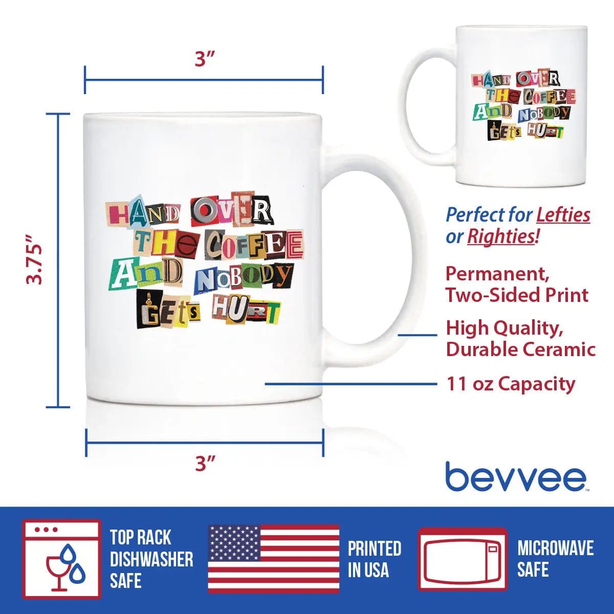 Ceramic Coffee Mug | Dishwasher & Microwave Safe | Double Printed | Coffee Ransom Note