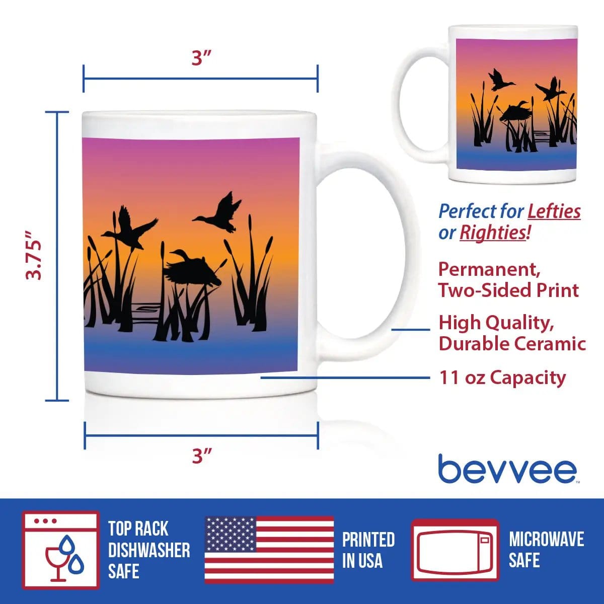 Ceramic Coffee Mug | Dishwasher & Microwave Safe | Double Printed | Duck Pond