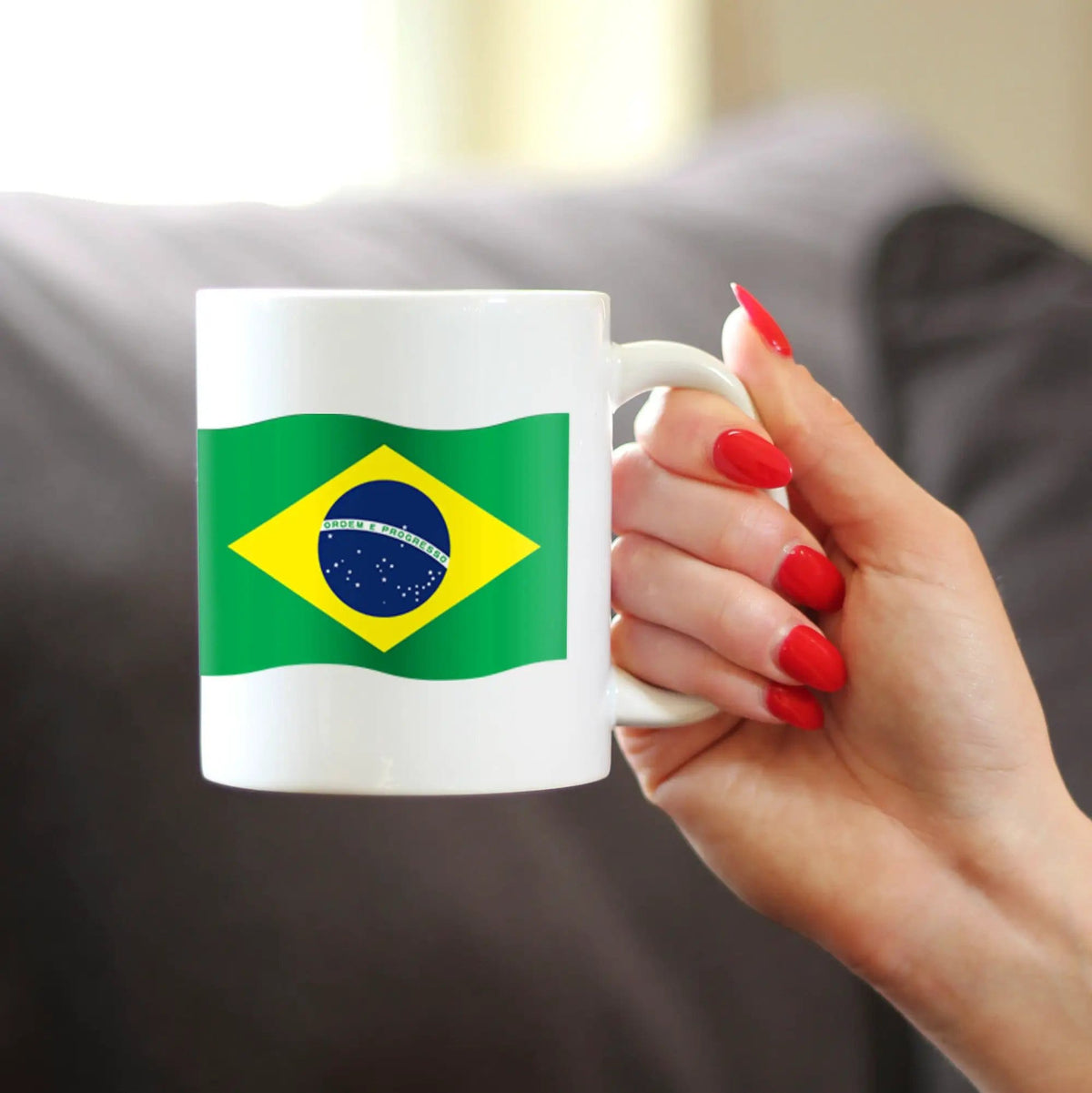 Ceramic Coffee Mug | Dishwasher & Microwave Safe | Double Printed | Brazil Flag