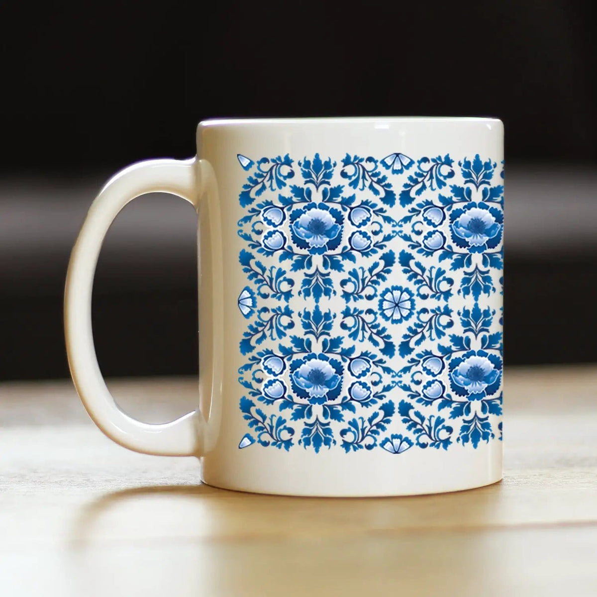 Ceramic Coffee Mug | Dishwasher & Microwave Safe | Double Printed | Delft Blue and White