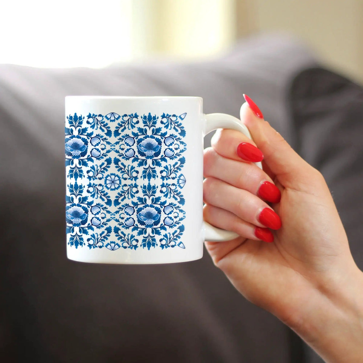 Ceramic Coffee Mug | Dishwasher & Microwave Safe | Double Printed | Delft Blue and White