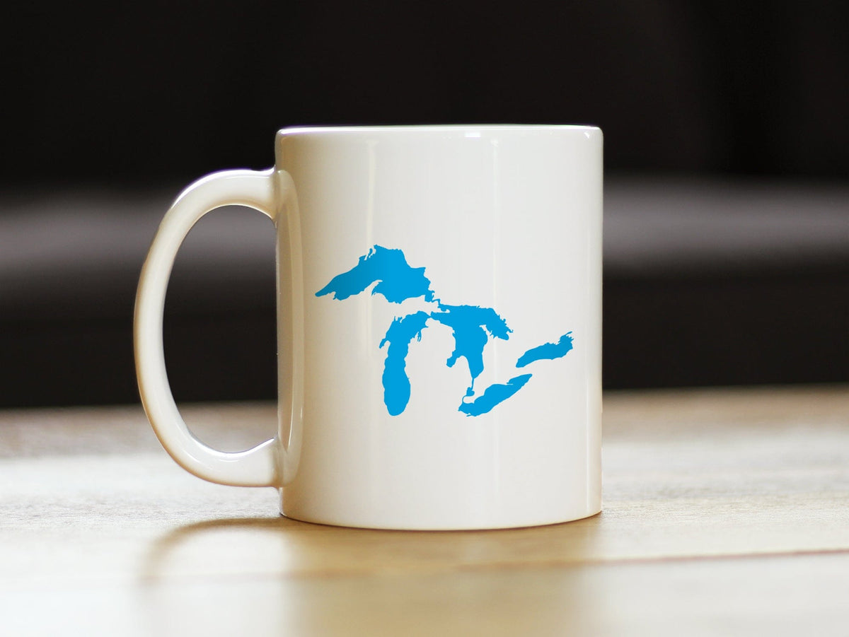 Ceramic Coffee Mug | Dishwasher & Microwave Safe | Double Printed | Great Lakes Map