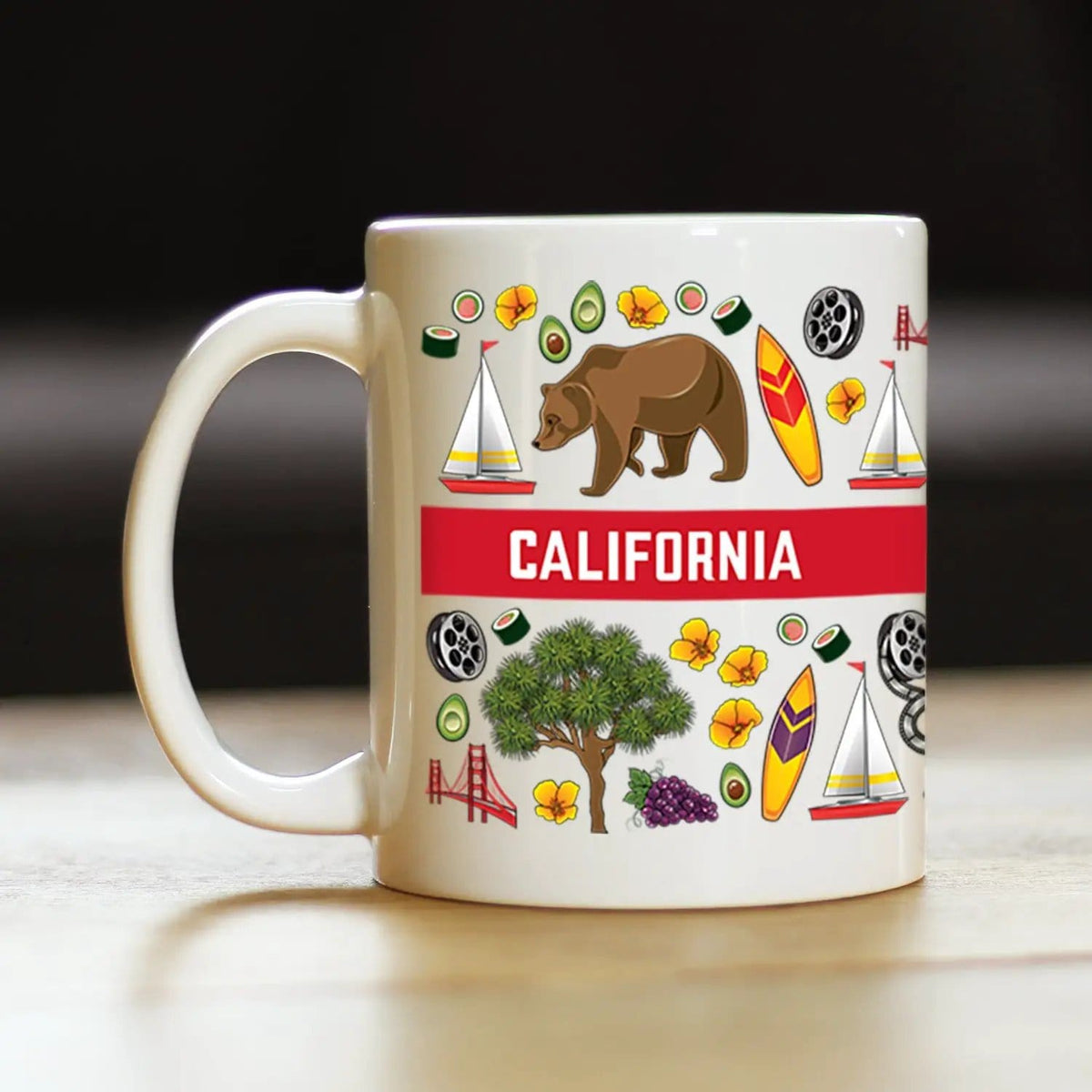 Ceramic Coffee Mug | Dishwasher & Microwave Safe | Double Printed | California Flag Pattern