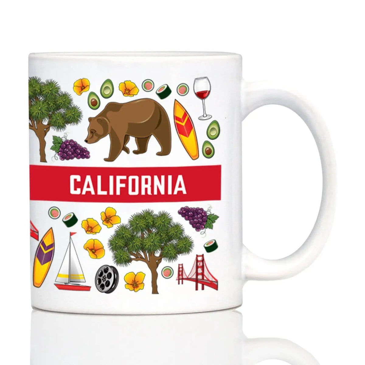 Ceramic Coffee Mug | Dishwasher & Microwave Safe | Double Printed | California Flag Pattern