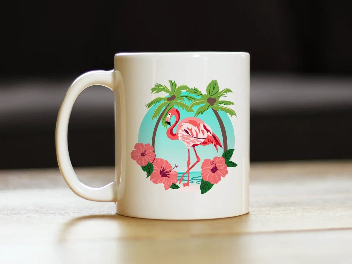 Ceramic Coffee Mug | Dishwasher & Microwave Safe | Double Printed | Tropical Flamingo