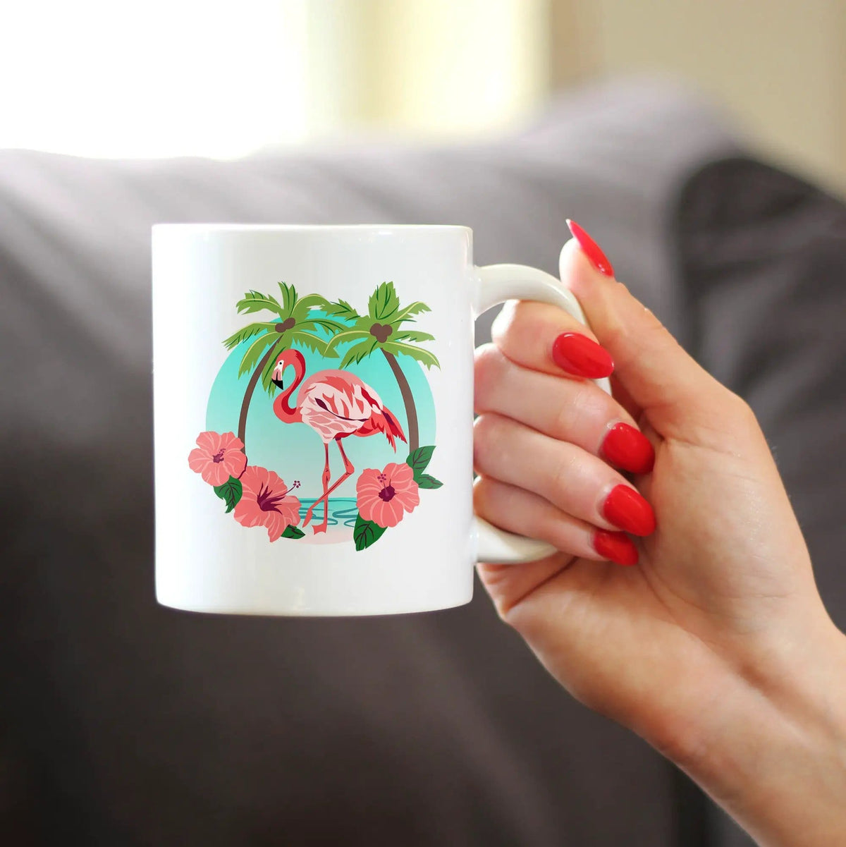 Ceramic Coffee Mug | Dishwasher & Microwave Safe | Double Printed | Tropical Flamingo