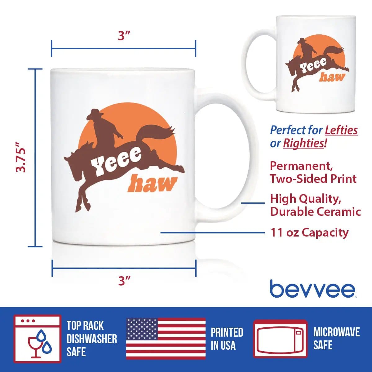Ceramic Coffee Mug | Dishwasher & Microwave Safe | Double Printed | Yeehaw