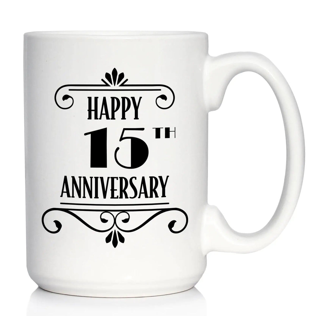 Ceramic Coffee Mug | Dishwasher & Microwave Safe | Double Printed | Happy 15th Anniversary
