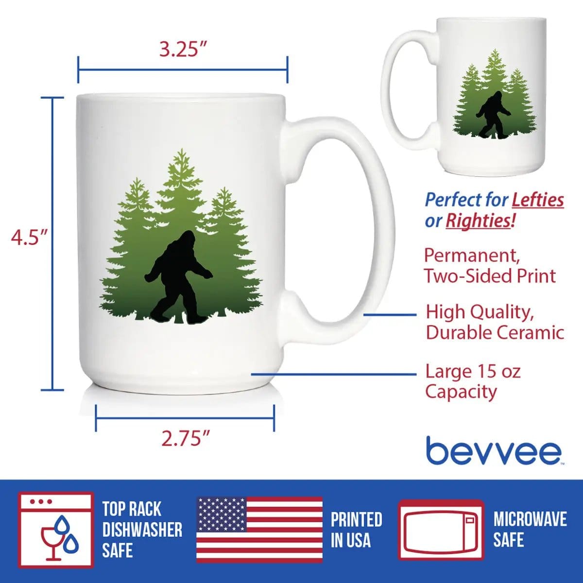 Ceramic Coffee Mug | Dishwasher & Microwave Safe | Double Printed | Bigfoot