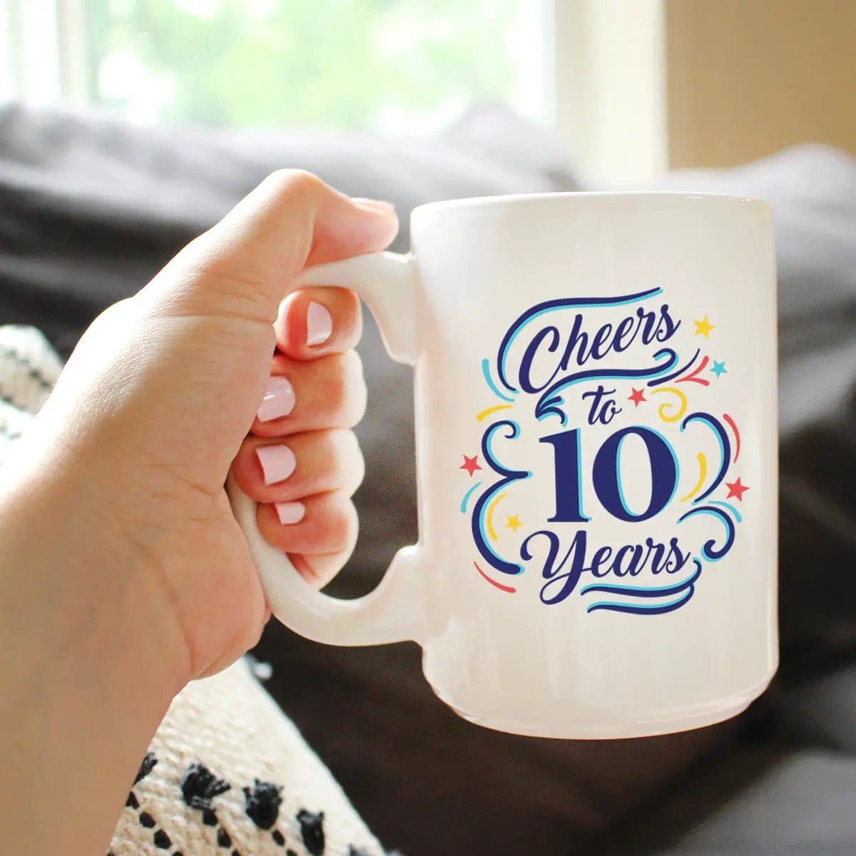 Ceramic Coffee Mug | Dishwasher & Microwave Safe | Double Printed | Cheers to 10 Years