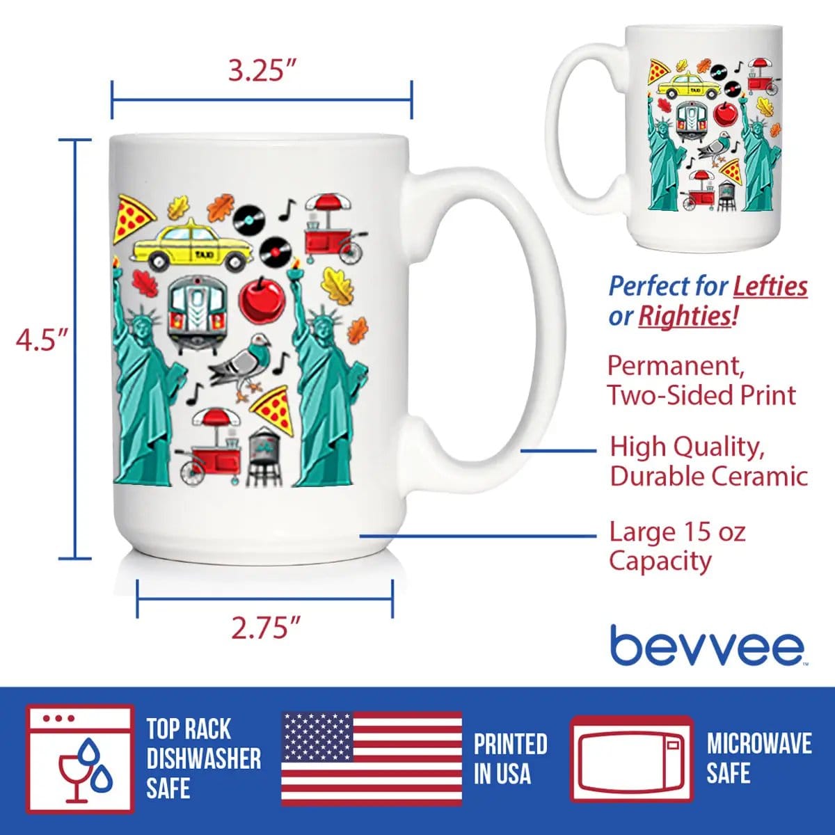 Ceramic Coffee Mug | Dishwasher & Microwave Safe | Double Printed | New York City