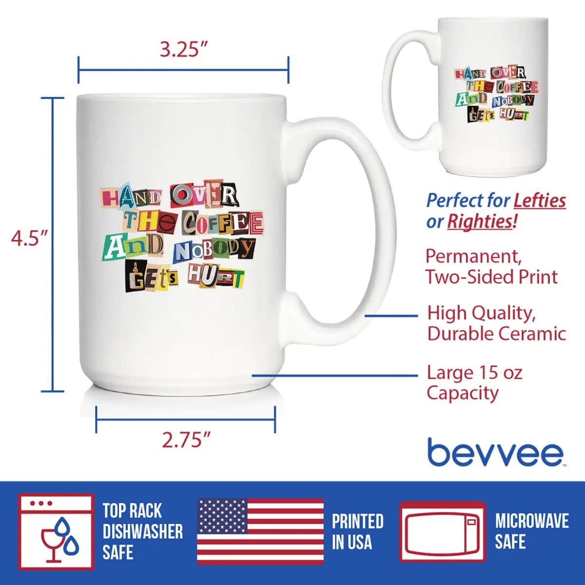 Ceramic Coffee Mug | Dishwasher & Microwave Safe | Double Printed | Coffee Ransom Note
