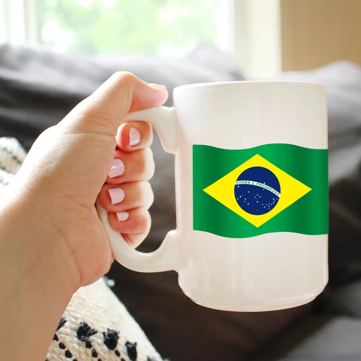 Ceramic Coffee Mug | Dishwasher & Microwave Safe | Double Printed | Brazil Flag