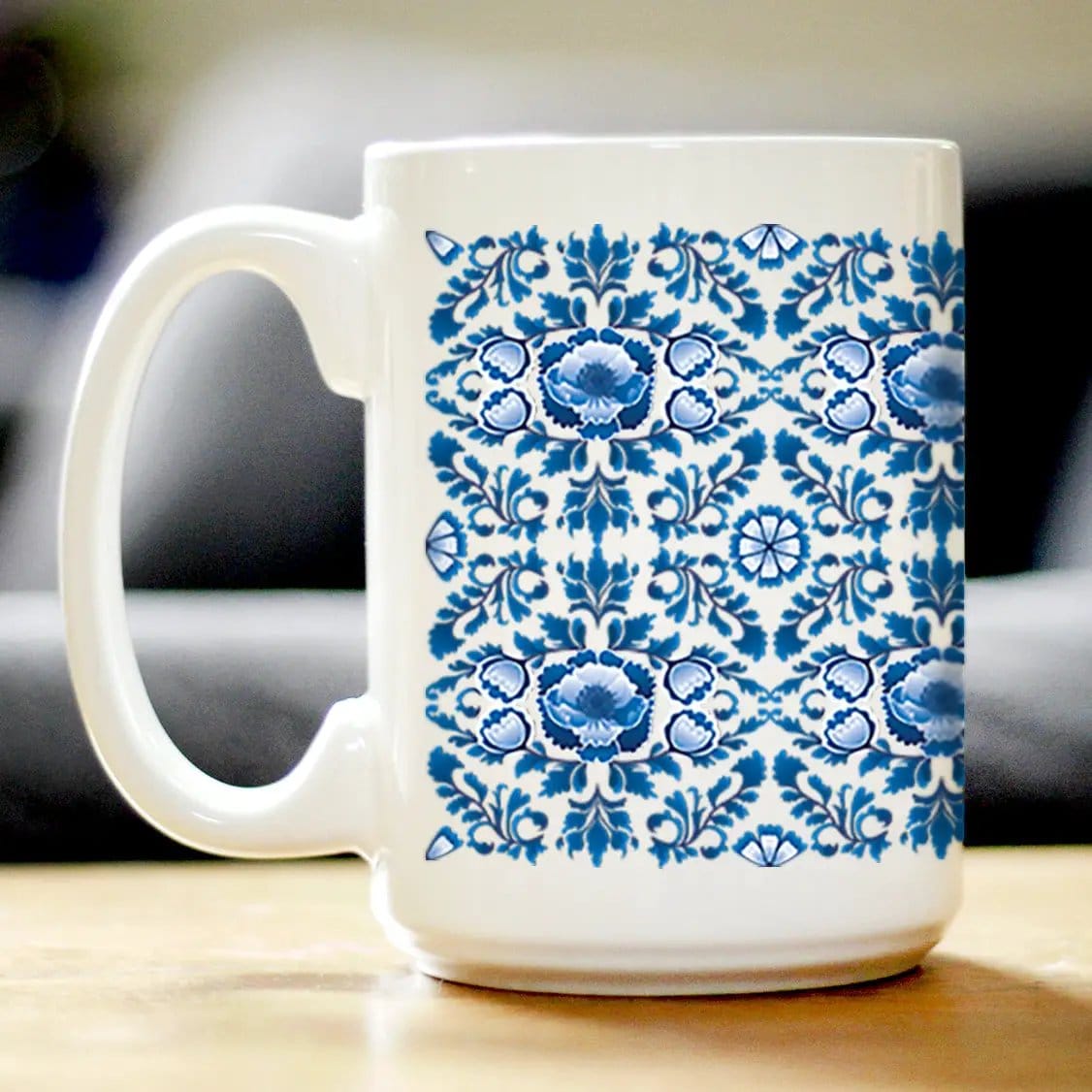Ceramic Coffee Mug | Dishwasher & Microwave Safe | Double Printed | Delft Blue and White