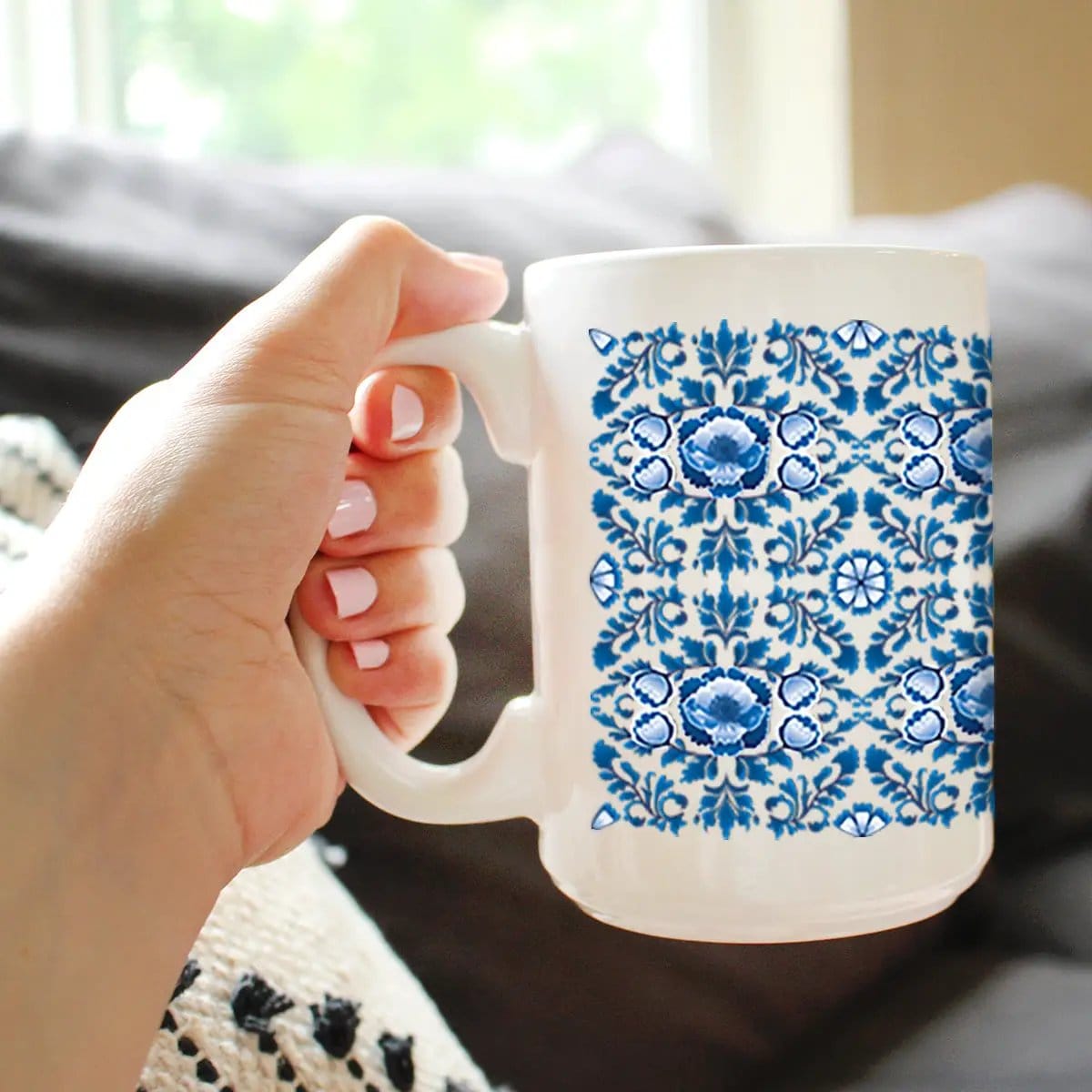 Ceramic Coffee Mug | Dishwasher & Microwave Safe | Double Printed | Delft Blue and White